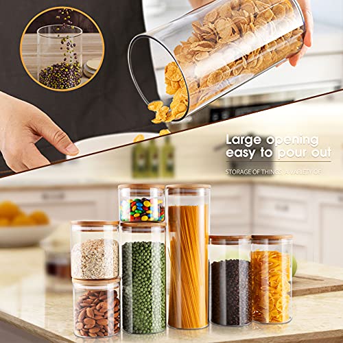 Myiosus Glass Jars with Bamboo Lids, Glass Storage Jars with Lids Airtight Pasta Storage Containers Food Canisters for Spaghetti, Flour, Coffee, Cookie, Spice – Set of 7 4 Myiosus Glass Jars with Bamboo Lids, Glass Storage Jars with Lids Airtight Pasta Storage Containers Food Canisters for Spaghetti, Flour, Coffee, Cookie, Spice – Set of 7 - Image 4