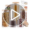 Myiosus Glass Jars with Bamboo Lids, Glass Storage Jars with Lids Airtight Pasta Storage Containers Food Canisters for Spaghetti, Flour, Coffee, Cookie, Spice – Set of 7 7 Myiosus Glass Jars with Bamboo Lids, Glass Storage Jars with Lids Airtight Pasta Storage Containers Food Canisters for Spaghetti, Flour, Coffee, Cookie, Spice – Set of 7 - Image 7