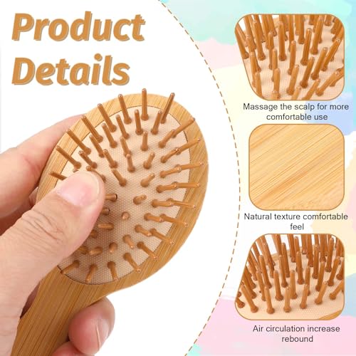 Natural Bamboo Brush, Mini Paddle Detangling Hairbrush Portable Bamboo Bristles Scalp Massage Comb Anti-Static Pocket Size Wooden Travel Hair Brush for Women & Men & Kids Thick/Thin/Curly/Dry Hair 2 Natural Bamboo Brush, Mini Paddle Detangling Hairbrush Portable Bamboo Bristles Scalp Massage Comb Anti-Static Pocket Size Wooden Travel Hair Brush for Women & Men & Kids Thick/Thin/Curly/Dry Hair - Image 2