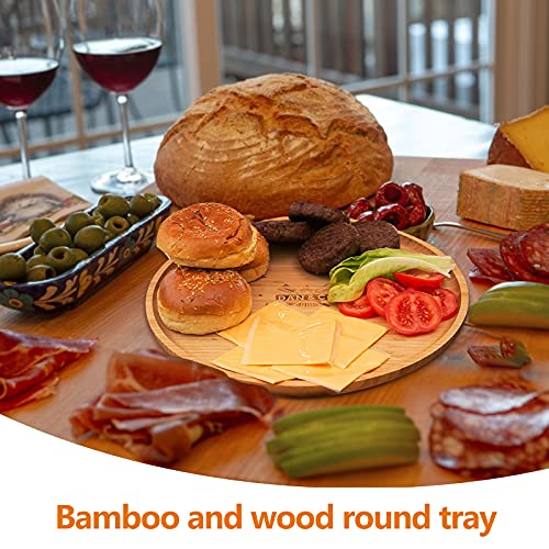 Natural Bamboo Wooden Tray, Round Solid Wooden Serving Tray, 12 Inch Serving Platter for Tea Coffee Food Home Decoration - Diameter 30 cm 2 Natural Bamboo Wooden Tray, Round Solid Wooden Serving Tray, 12 Inch Serving Platter for Tea Coffee Food Home Decoration - Diameter 30 cm - Image 2