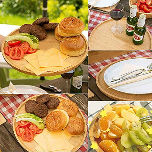 Natural Bamboo Wooden Tray, Round Solid Wooden Serving Tray, 12 Inch Serving Platter for Tea Coffee Food Home Decoration - Diameter 30 cm 3 Natural Bamboo Wooden Tray, Round Solid Wooden Serving Tray, 12 Inch Serving Platter for Tea Coffee Food Home Decoration - Diameter 30 cm - Image 3