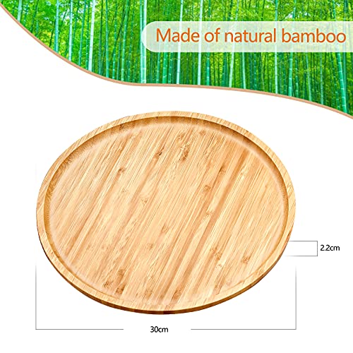 Natural Bamboo Wooden Tray, Round Solid Wooden Serving Tray, 12 Inch Serving Platter for Tea Coffee Food Home Decoration - Diameter 30 cm 7 Natural Bamboo Wooden Tray, Round Solid Wooden Serving Tray, 12 Inch Serving Platter for Tea Coffee Food Home Decoration - Diameter 30 cm - Image 7