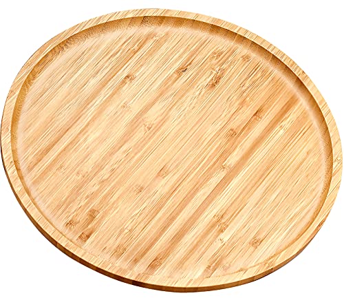 Natural Bamboo Wooden Tray, Round Solid Wooden Serving Tray, 12 Inch Serving Platter for Tea Coffee Food Home Decoration - Diameter 30 cm 1 Natural Bamboo Wooden Tray, Round Solid Wooden Serving Tray, 12 Inch Serving Platter for Tea Coffee Food Home Decoration - Diameter 30 cm