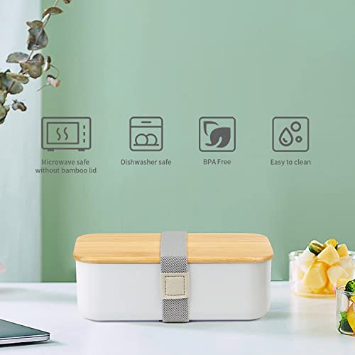 Naturoom Bento Lunch Box For Adults/Kids, including 1 Food Container with 1 Divider, 1 Wooden Cutlery Set (1 Fork&1 Spoon) with 1 Cotton Pouch and 1 bamboo Chopping Board Lid, BPA Free. 2 Naturoom Bento Lunch Box For Adults/Kids, including 1 Food Container with 1 Divider, 1 Wooden Cutlery Set (1 Fork&1 Spoon) with 1 Cotton Pouch and 1 bamboo Chopping Board Lid, BPA Free. - Image 2