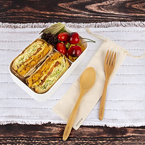Naturoom Bento Lunch Box For Adults/Kids, including 1 Food Container with 1 Divider, 1 Wooden Cutlery Set (1 Fork&1 Spoon) with 1 Cotton Pouch and 1 bamboo Chopping Board Lid, BPA Free. 6 Naturoom Bento Lunch Box For Adults/Kids, including 1 Food Container with 1 Divider, 1 Wooden Cutlery Set (1 Fork&1 Spoon) with 1 Cotton Pouch and 1 bamboo Chopping Board Lid, BPA Free. - Image 6