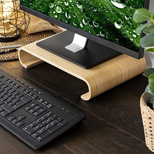 Navaris Computer Monitor Wood Stand - Universal Desk Monitor Holder - Desktop Dock Wooden Mount Display Riser for PC TV Laptop - Bamboo 2 Navaris Computer Monitor Wood Stand - Universal Desk Monitor Holder - Desktop Dock Wooden Mount Display Riser for PC TV Laptop - Bamboo - Image 2