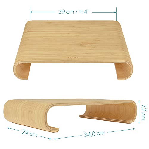 Navaris Computer Monitor Wood Stand - Universal Desk Monitor Holder - Desktop Dock Wooden Mount Display Riser for PC TV Laptop - Bamboo 4 Navaris Computer Monitor Wood Stand - Universal Desk Monitor Holder - Desktop Dock Wooden Mount Display Riser for PC TV Laptop - Bamboo - Image 4