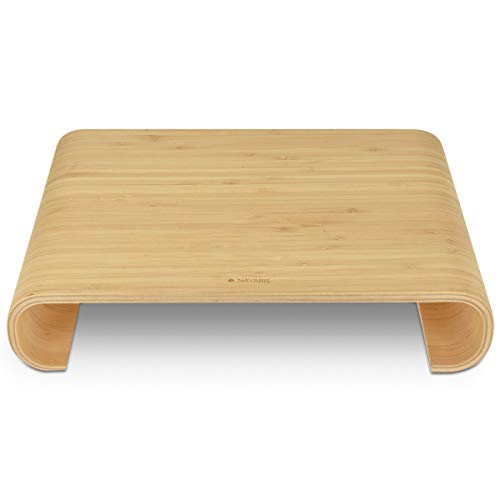 Navaris Computer Monitor Wood Stand - Universal Desk Monitor Holder - Desktop Dock Wooden Mount Display Riser for PC TV Laptop - Bamboo 5 Navaris Computer Monitor Wood Stand - Universal Desk Monitor Holder - Desktop Dock Wooden Mount Display Riser for PC TV Laptop - Bamboo - Image 5