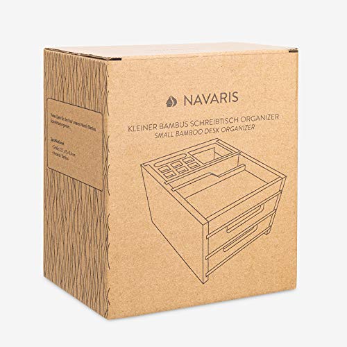 Navaris Small Wooden Desk Organiser - 12.7 x 15 x 9.4 cm Compact Holder Made of Bamboo Wood with Drawers, Tray, Pen Pot - For Work or Home Office 6 Navaris Small Wooden Desk Organiser - 12.7 x 15 x 9.4 cm Compact Holder Made of Bamboo Wood with Drawers, Tray, Pen Pot - For Work or Home Office - Image 6