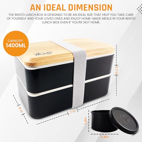 Nudic Bento Lunch Box, Leak-Proof Lunch Container with Compartments, Japanese Style Bento Lunchbox with Sauce Pot Cutlery Set, BPA Free Microwave and Dishwasher Safe 1400 ml. 2 Nudic Bento Lunch Box, Leak-Proof Lunch Container with Compartments, Japanese Style Bento Lunchbox with Sauce Pot Cutlery Set, BPA Free Microwave and Dishwasher Safe 1400 ml. - Image 2