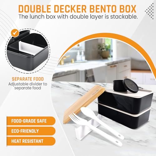 Nudic Bento Lunch Box, Leak-Proof Lunch Container with Compartments, Japanese Style Bento Lunchbox with Sauce Pot Cutlery Set, BPA Free Microwave and Dishwasher Safe 1400 ml. 3 Nudic Bento Lunch Box, Leak-Proof Lunch Container with Compartments, Japanese Style Bento Lunchbox with Sauce Pot Cutlery Set, BPA Free Microwave and Dishwasher Safe 1400 ml. - Image 3