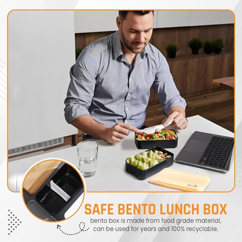 Nudic Bento Lunch Box, Leak-Proof Lunch Container with Compartments, Japanese Style Bento Lunchbox with Sauce Pot Cutlery Set, BPA Free Microwave and Dishwasher Safe 1400 ml. 6 Nudic Bento Lunch Box, Leak-Proof Lunch Container with Compartments, Japanese Style Bento Lunchbox with Sauce Pot Cutlery Set, BPA Free Microwave and Dishwasher Safe 1400 ml. - Image 6