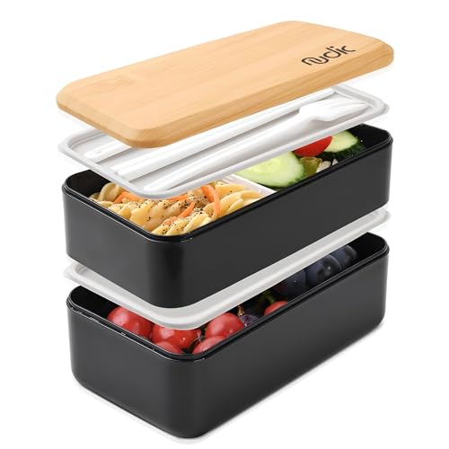 Nudic Bento Lunch Box, Leak-Proof Lunch Container with Compartments, Japanese Style Bento Lunchbox with Sauce Pot Cutlery Set, BPA Free Microwave and Dishwasher Safe 1400 ml. 1 Nudic Bento Lunch Box, Leak-Proof Lunch Container with Compartments, Japanese Style Bento Lunchbox with Sauce Pot Cutlery Set, BPA Free Microwave and Dishwasher Safe 1400 ml.