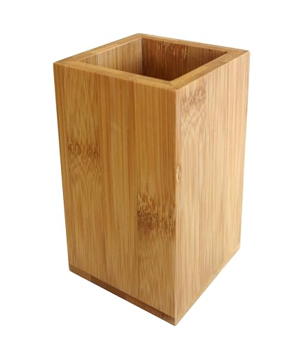 OSCO Bamboo Square Pen Pot | Toothbrush Holder | Toothpaste Container | Bathroom Tidy | H12 x W7.1 x D7.1 cm | 2 OSCO Bamboo Square Pen Pot | Toothbrush Holder | Toothpaste Container | Bathroom Tidy | H12 x W7.1 x D7.1 cm | - Image 2