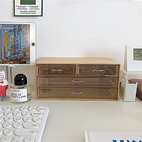 Okllen Bamboo Cosmetic Storage Organizer with Acrylic Drawers, Clear Makeup Organizer Jewelry Storage Box, Desktop Organizer for Skincare, Hair Accessories, Bathroom Counter,23.5x14.5x10.5 CM 6 Okllen Bamboo Cosmetic Storage Organizer with Acrylic Drawers, Clear Makeup Organizer Jewelry Storage Box, Desktop Organizer for Skincare, Hair Accessories, Bathroom Counter,23.5x14.5x10.5 CM - Image 6