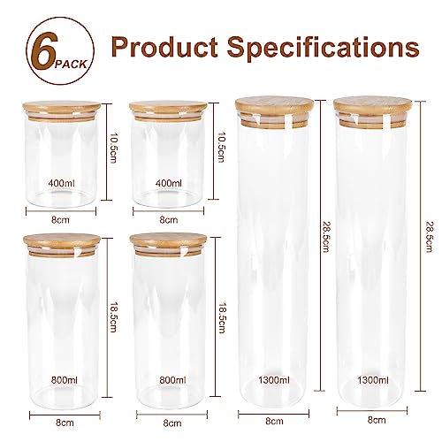 Otoomenz Glass Storage Jars With Bamboo Lids Set of 6, Airtight Glass Jars With Lids Clear Food Storage Container Jar- Food Kitchen Canisters Sets for Spaghetti Beans Snack Flour Cereal Storage 2 Otoomenz Glass Storage Jars With Bamboo Lids Set of 6, Airtight Glass Jars With Lids Clear Food Storage Container Jar- Food Kitchen Canisters Sets for Spaghetti Beans Snack Flour Cereal Storage - Image 2