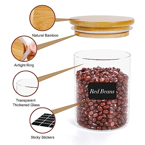 Otoomenz Glass Storage Jars With Bamboo Lids Set of 6, Airtight Glass Jars With Lids Clear Food Storage Container Jar- Food Kitchen Canisters Sets for Spaghetti Beans Snack Flour Cereal Storage 3 Otoomenz Glass Storage Jars With Bamboo Lids Set of 6, Airtight Glass Jars With Lids Clear Food Storage Container Jar- Food Kitchen Canisters Sets for Spaghetti Beans Snack Flour Cereal Storage - Image 3