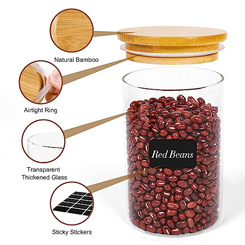 Otoomenz Glass Storage Jars With Bamboo Lids Set of 8, Airtight Glass Jars With Lids Clear Food Storage Container Jar- Food Kitchen Canisters Sets for Spaghetti Beans Snack Flour Cereal Storage 5 Otoomenz Glass Storage Jars With Bamboo Lids Set of 8, Airtight Glass Jars With Lids Clear Food Storage Container Jar- Food Kitchen Canisters Sets for Spaghetti Beans Snack Flour Cereal Storage - Image 5