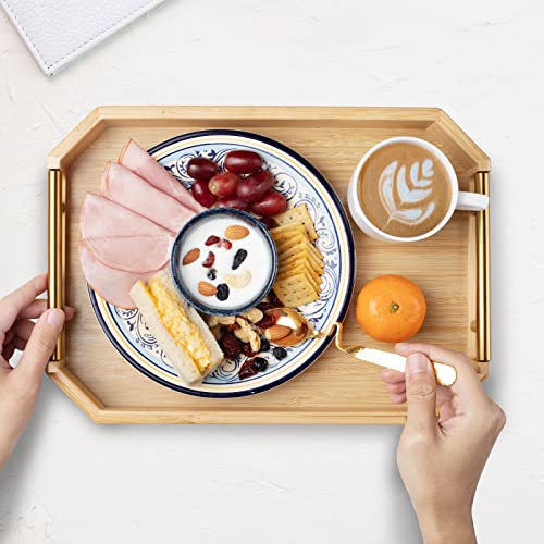 PARMEDU Natural Thickened Bamboo Serving Tray with Ergonomic and Aesthetic Metal Handles, Bamboo Tray for Serving Food, Breakfast, Tea, Coffee, Organizing and Decoration, Bamboo Color, Model ET002 6 PARMEDU Natural Thickened Bamboo Serving Tray with Ergonomic and Aesthetic Metal Handles, Bamboo Tray for Serving Food, Breakfast, Tea, Coffee, Organizing and Decoration, Bamboo Color, Model ET002 - Image 6