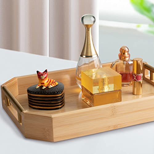 PARMEDU Natural Thickened Bamboo Serving Tray with Ergonomic and Aesthetic Metal Handles, Bamboo Tray for Serving Food, Breakfast, Tea, Coffee, Organizing and Decoration, Bamboo Color, Model ET002 7 PARMEDU Natural Thickened Bamboo Serving Tray with Ergonomic and Aesthetic Metal Handles, Bamboo Tray for Serving Food, Breakfast, Tea, Coffee, Organizing and Decoration, Bamboo Color, Model ET002 - Image 7