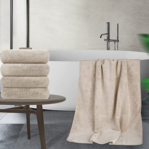 POLYTE Quick Dry Lint Free Microfibre Bath Towel, 76 x 145 cm, Pack of 4 (Beige) 5 POLYTE Quick Dry Lint Free Microfibre Bath Towel, 76 x 145 cm, Pack of 4 (Beige) - Image 5
