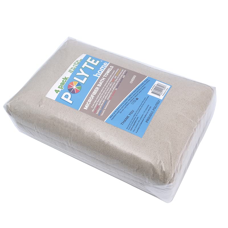 POLYTE Quick Dry Lint Free Microfibre Bath Towel, 76 x 145 cm, Pack of 4 (Beige) 6 POLYTE Quick Dry Lint Free Microfibre Bath Towel, 76 x 145 cm, Pack of 4 (Beige) - Image 6