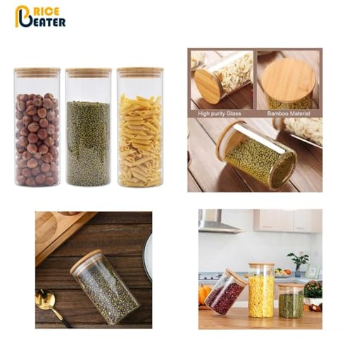 PRICE BEATER Set of 3 Glass Jars Containers, 900 ML Airtight Food Storage Jars with Bamboo Lid, 3 Piece Canister Set Storing Cereal, Pasta, Tea Coffee Sugar, Dishwasher Safe (900 ML - 3 PC) 6 PRICE BEATER Set of 3 Glass Jars Containers, 900 ML Airtight Food Storage Jars with Bamboo Lid, 3 Piece Canister Set Storing Cereal, Pasta, Tea Coffee Sugar, Dishwasher Safe (900 ML - 3 PC) - Image 6