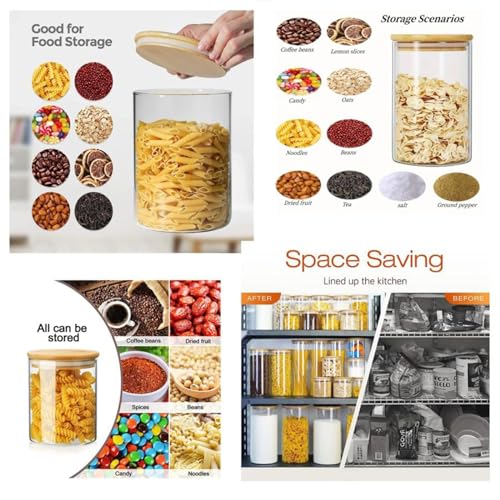 PRICE BEATER Set of 3 Glass Jars Containers, 900 ML Airtight Food Storage Jars with Bamboo Lid, 3 Piece Canister Set Storing Cereal, Pasta, Tea Coffee Sugar, Dishwasher Safe (900 ML - 3 PC) 7 PRICE BEATER Set of 3 Glass Jars Containers, 900 ML Airtight Food Storage Jars with Bamboo Lid, 3 Piece Canister Set Storing Cereal, Pasta, Tea Coffee Sugar, Dishwasher Safe (900 ML - 3 PC) - Image 7