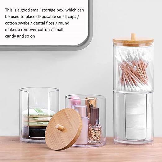 RJP Bedroom Accessories 2 in 1/Makeup Organiser for Makeup Storage Bathroom storage with Cotton Bud Holder, Cotton Pad Holder, Cotton Wool Holder (Bamboo) 3 RJP Bedroom Accessories 2 in 1/Makeup Organiser for Makeup Storage Bathroom storage with Cotton Bud Holder, Cotton Pad Holder, Cotton Wool Holder (Bamboo) - Image 3