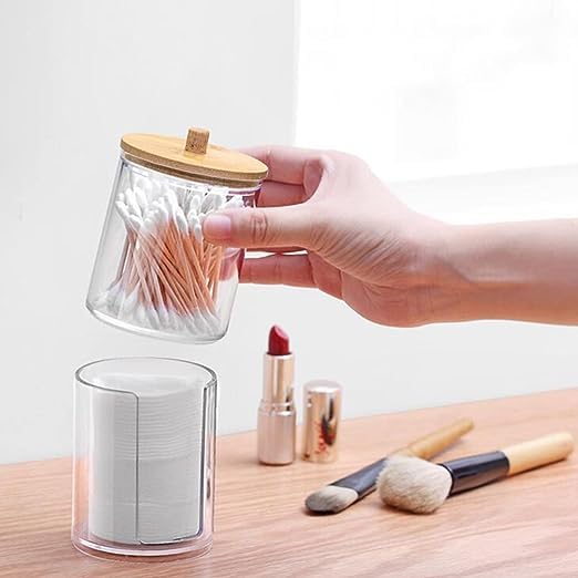RJP Bedroom Accessories 2 in 1/Makeup Organiser for Makeup Storage Bathroom storage with Cotton Bud Holder, Cotton Pad Holder, Cotton Wool Holder (Bamboo) 4 RJP Bedroom Accessories 2 in 1/Makeup Organiser for Makeup Storage Bathroom storage with Cotton Bud Holder, Cotton Pad Holder, Cotton Wool Holder (Bamboo) - Image 4