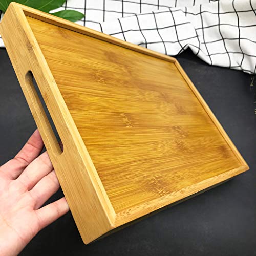 Bamboo Wooden Serving Tray - Natural Rectangle Butler Tray with Handle for Breakfast in Bed, Tea, Coffee Table, Food, Dinner 6 Bamboo Wooden Serving Tray - Natural Rectangle Butler Tray with Handle for Breakfast in Bed, Tea, Coffee Table, Food, Dinner - Image 6