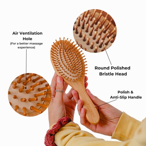 Bamboo Hair Brush by Regrowz – Detangles & Eliminates Knots – Wooden Brush for Thick & Thin Hair – Anti-Breakage with Round Natural Bristles - Versatile & Durable - Wooden Hair Brush For Women & Men 7 Bamboo Hair Brush by Regrowz – Detangles & Eliminates Knots – Wooden Brush for Thick & Thin Hair – Anti-Breakage with Round Natural Bristles - Versatile & Durable - Wooden Hair Brush For Women & Men - Image 7