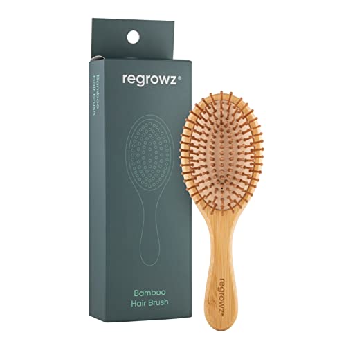 Bamboo Hair Brush by Regrowz – Detangles & Eliminates Knots – Wooden Brush for Thick & Thin Hair – Anti-Breakage with Round Natural Bristles - Versatile & Durable - Wooden Hair Brush For Women & Men 1 Bamboo Hair Brush by Regrowz – Detangles & Eliminates Knots – Wooden Brush for Thick & Thin Hair – Anti-Breakage with Round Natural Bristles - Versatile & Durable - Wooden Hair Brush For Women & Men