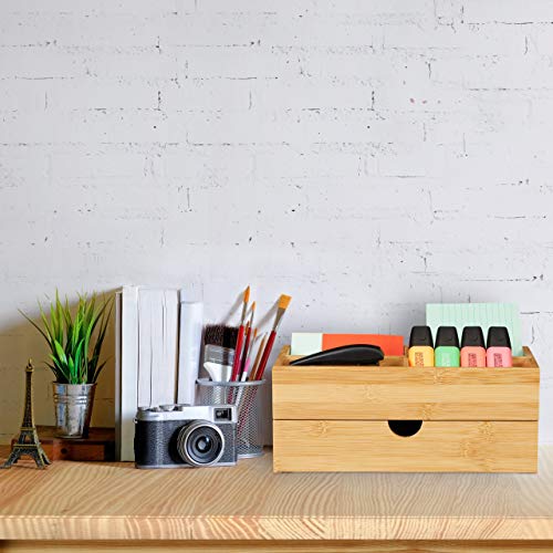 Relaxdays Bamboo Cosmetics Organiser, Multifunctional, 4 Compartments & Drawer, Desk Storage, Natural 6 Relaxdays Bamboo Cosmetics Organiser, Multifunctional, 4 Compartments & Drawer, Desk Storage, Natural - Image 6