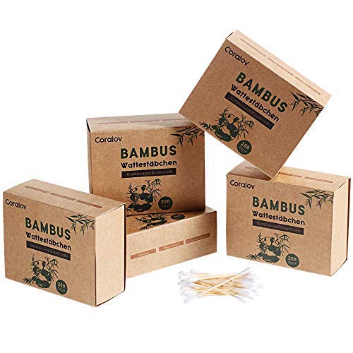 Ruboka Bamboo Cotton Buds | Pack of 5 (1000 Pieces) | 100% Cotton Double Ear Swabs | Sustainable & Eco Friendly | Plastic Free Environmentally Clean Packaging 1 Ruboka Bamboo Cotton Buds | Pack of 5 (1000 Pieces) | 100% Cotton Double Ear Swabs | Sustainable & Eco Friendly | Plastic Free Environmentally Clean Packaging
