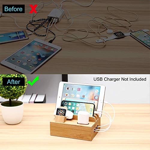 SETROVIC Bamboo Charging Station Docking Holder, Desktop Organiser for Multiple Devices Dock. Accessories Compatible Mobile Phone/Tablet/Apple Watch/Airpods 5 SETROVIC Bamboo Charging Station Docking Holder, Desktop Organiser for Multiple Devices Dock. Accessories Compatible Mobile Phone/Tablet/Apple Watch/Airpods - Image 5