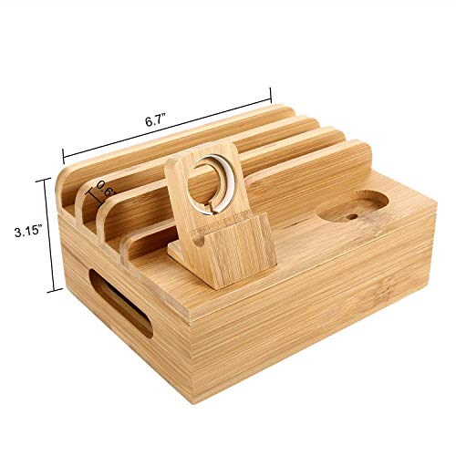 SETROVIC Bamboo Charging Station Docking Holder, Desktop Organiser for Multiple Devices Dock. Accessories Compatible Mobile Phone/Tablet/Apple Watch/Airpods 6 SETROVIC Bamboo Charging Station Docking Holder, Desktop Organiser for Multiple Devices Dock. Accessories Compatible Mobile Phone/Tablet/Apple Watch/Airpods - Image 6