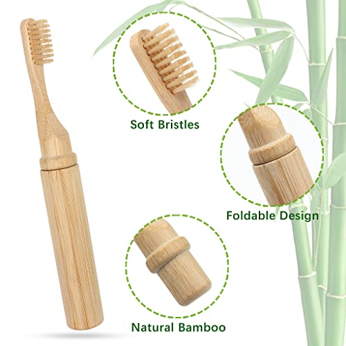 SWKJ Portable Bamboo Toothbrushes, 2 Pcs Organic Natural Folding Bamboo Toothbrush with Soft Bristle, Eco-Friendly Toothbrush for Home, School, Business Trip, Travel, Camping 3 SWKJ Portable Bamboo Toothbrushes, 2 Pcs Organic Natural Folding Bamboo Toothbrush with Soft Bristle, Eco-Friendly Toothbrush for Home, School, Business Trip, Travel, Camping - Image 3