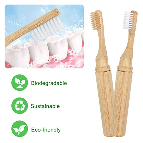 SWKJ Portable Bamboo Toothbrushes, 2 Pcs Organic Natural Folding Bamboo Toothbrush with Soft Bristle, Eco-Friendly Toothbrush for Home, School, Business Trip, Travel, Camping 4 SWKJ Portable Bamboo Toothbrushes, 2 Pcs Organic Natural Folding Bamboo Toothbrush with Soft Bristle, Eco-Friendly Toothbrush for Home, School, Business Trip, Travel, Camping - Image 4
