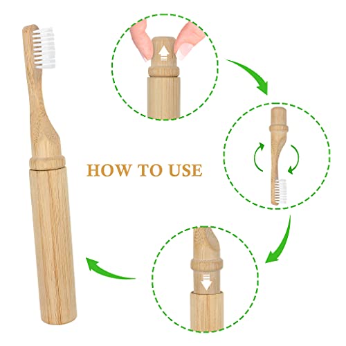 SWKJ Portable Bamboo Toothbrushes, 2 Pcs Organic Natural Folding Bamboo Toothbrush with Soft Bristle, Eco-Friendly Toothbrush for Home, School, Business Trip, Travel, Camping 5 SWKJ Portable Bamboo Toothbrushes, 2 Pcs Organic Natural Folding Bamboo Toothbrush with Soft Bristle, Eco-Friendly Toothbrush for Home, School, Business Trip, Travel, Camping - Image 5