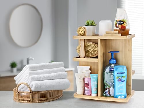 Sorbus 360° Makeup Organizer - Bamboo Wood Make Up Storage Carousel for Cosmetics, Skin Care Rotating Makeup Organizer for Vanity, Bathroom Storage 4 Sorbus 360° Makeup Organizer - Bamboo Wood Make Up Storage Carousel for Cosmetics, Skin Care Rotating Makeup Organizer for Vanity, Bathroom Storage - Image 4