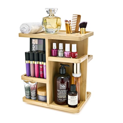 Sorbus 360° Makeup Organizer - Bamboo Wood Make Up Storage Carousel for Cosmetics, Skin Care Rotating Makeup Organizer for Vanity, Bathroom Storage 1 Sorbus 360° Makeup Organizer - Bamboo Wood Make Up Storage Carousel for Cosmetics, Skin Care Rotating Makeup Organizer for Vanity, Bathroom Storage