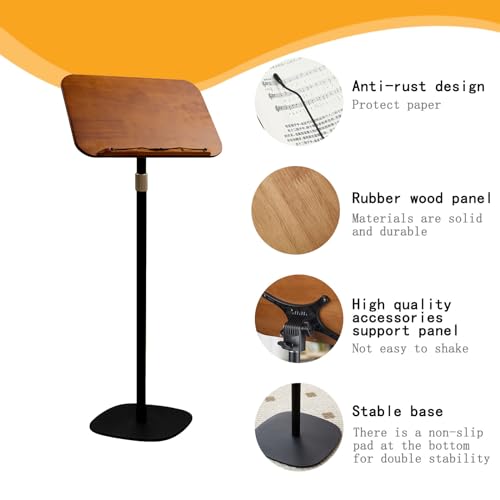 Music Stand Height Adjustable Wooden Book Reading Stand Holder Foldable Laptop Stand for Kitchen, Bed Typing Hands-Free Page Holder and Organizer Portable Desk for books, Music and Recipes 2 Music Stand Height Adjustable Wooden Book Reading Stand Holder Foldable Laptop Stand for Kitchen, Bed Typing Hands-Free Page Holder and Organizer Portable Desk for books, Music and Recipes - Image 2