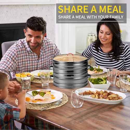 Syfunlv 2 Tiers Bamboo Steamer Basket, dumpling steamer bamboo,7.8 Inch Chinese Food Steamers,Stainless steel Rings With Lid,for Cooking Dim Sum, Buns, Dumplings, Vegetables 5 Syfunlv 2 Tiers Bamboo Steamer Basket, dumpling steamer bamboo,7.8 Inch Chinese Food Steamers,Stainless steel Rings With Lid,for Cooking Dim Sum, Buns, Dumplings, Vegetables - Image 5
