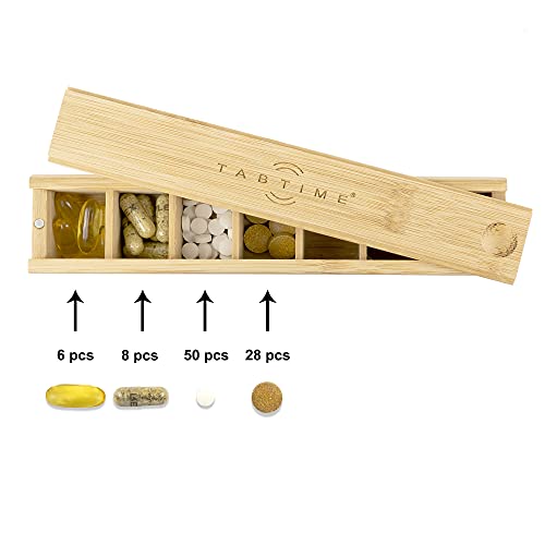 TabTime Bamboo Weekly Pill Box, 7 Day Pill Organiser, Perfect for Vitamins, Pills and Supplements 3 TabTime Bamboo Weekly Pill Box, 7 Day Pill Organiser, Perfect for Vitamins, Pills and Supplements - Image 3