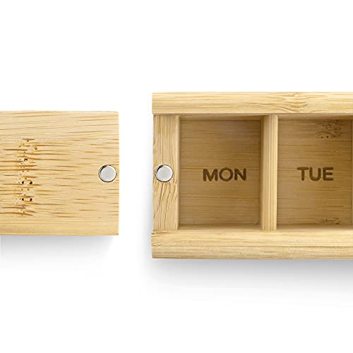 TabTime Bamboo Weekly Pill Box, 7 Day Pill Organiser, Perfect for Vitamins, Pills and Supplements 6 TabTime Bamboo Weekly Pill Box, 7 Day Pill Organiser, Perfect for Vitamins, Pills and Supplements - Image 6