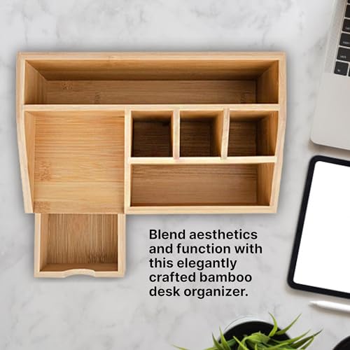 Thingles Bamboo Desk Organiser | Stationary Holder, Pen Storage | Pencil Holder for Office | Wooden Craft Tray 4 Thingles Bamboo Desk Organiser | Stationary Holder, Pen Storage | Pencil Holder for Office | Wooden Craft Tray - Image 4
