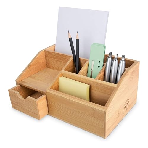Thingles Bamboo Desk Organiser | Stationary Holder, Pen Storage | Pencil Holder for Office | Wooden Craft Tray 1 Thingles Bamboo Desk Organiser | Stationary Holder, Pen Storage | Pencil Holder for Office | Wooden Craft Tray