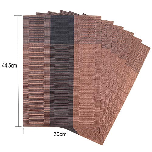 Time to Sparkle Set of 12 PCS Vinyl Woven 6pcs Placemats + 6pcs Coasters Place Mats Non slip Table Mats Waterproof Heat-resistant Dining Table Mats Decor (Brown Bamboo) 2 Time to Sparkle Set of 12 PCS Vinyl Woven 6pcs Placemats + 6pcs Coasters Place Mats Non slip Table Mats Waterproof Heat-resistant Dining Table Mats Decor (Brown Bamboo) - Image 2