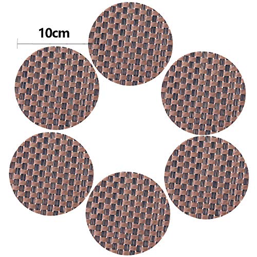 Time to Sparkle Set of 12 PCS Vinyl Woven 6pcs Placemats + 6pcs Coasters Place Mats Non slip Table Mats Waterproof Heat-resistant Dining Table Mats Decor (Brown Bamboo) 3 Time to Sparkle Set of 12 PCS Vinyl Woven 6pcs Placemats + 6pcs Coasters Place Mats Non slip Table Mats Waterproof Heat-resistant Dining Table Mats Decor (Brown Bamboo) - Image 3